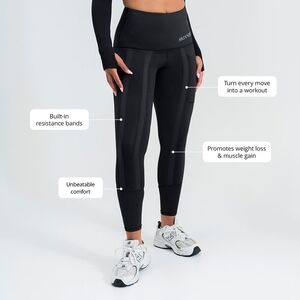 Skinnify Black Resistance Band Leggings 6 Bands